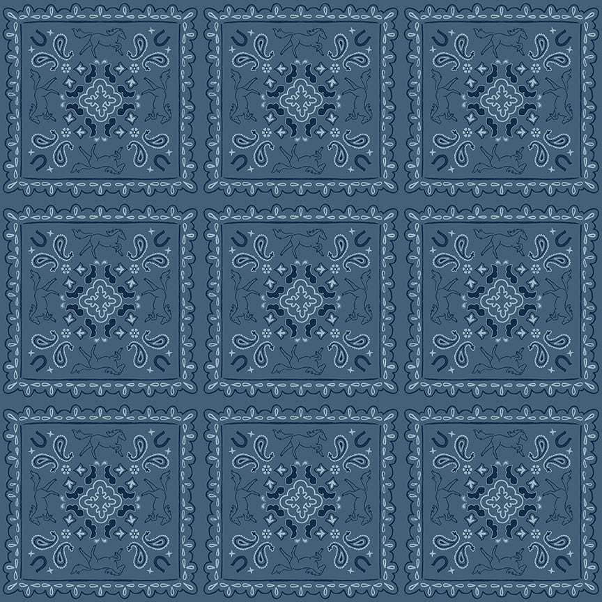 Wild Rose Bandanas Denim Fabric - By the yard