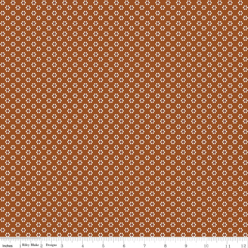 Wild Rose Tiny Flowers Cinnamon Fabric - By the yard