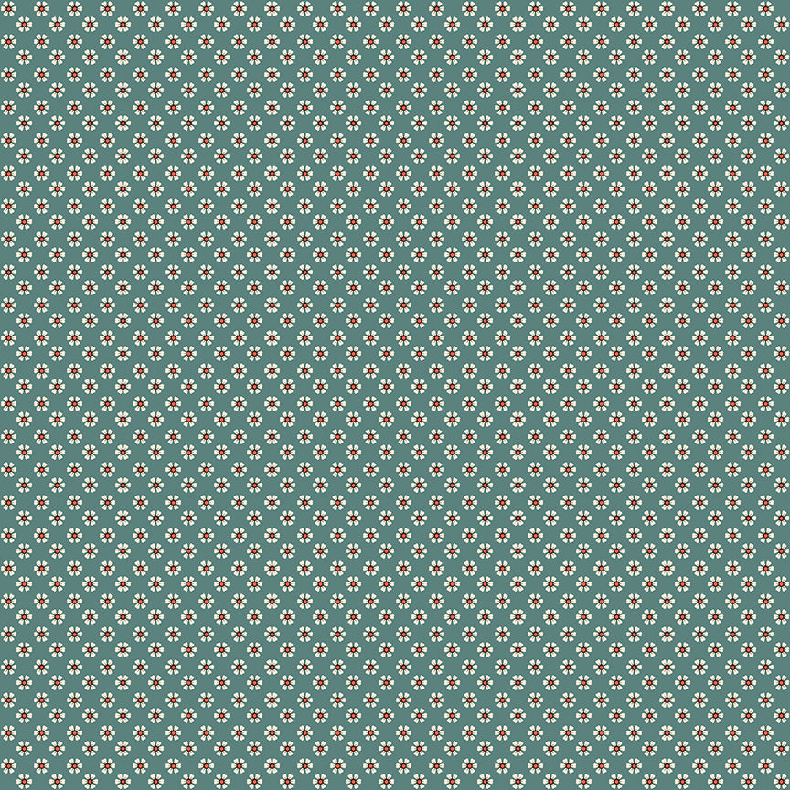 Wild Rose Tiny Flowers Teal Fabric - By the yard