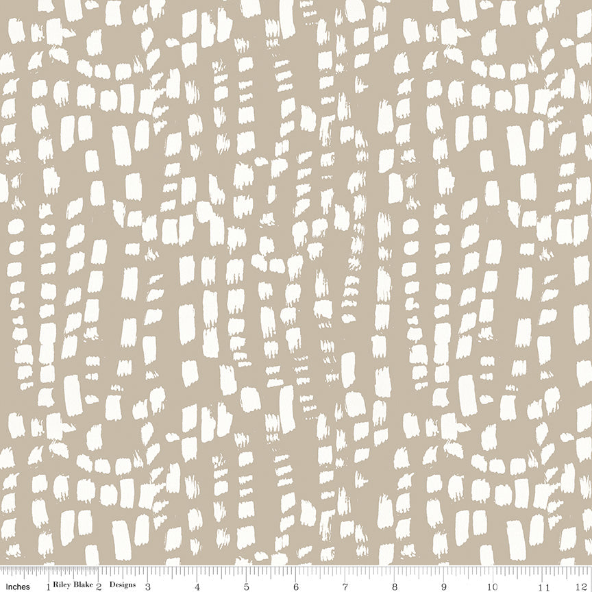 Blue Escape Coastal Texture Taupe Fabric - By the yard