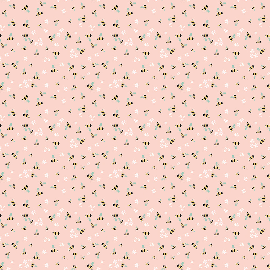 Clover Farm Bees Blush Fabric - By the yard
