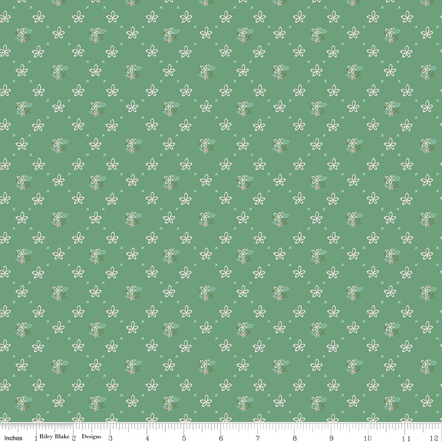 Clover Farm Wallpaper Green Fabric - By the yard