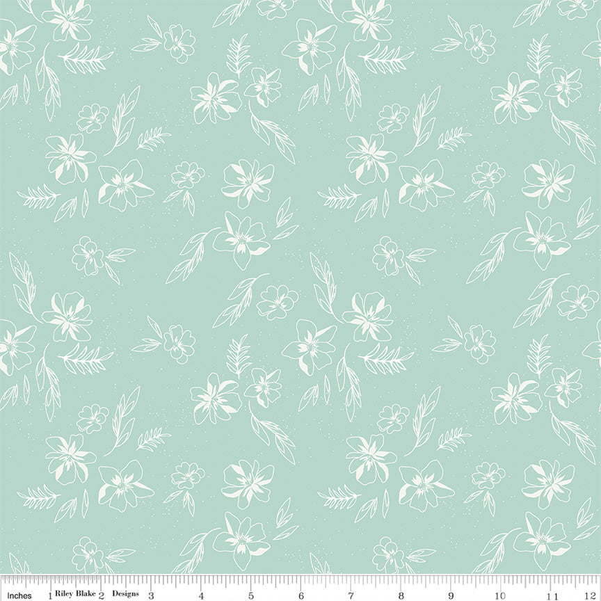 PREORDER Berry Market Sketches Mint Fabric - By the yard