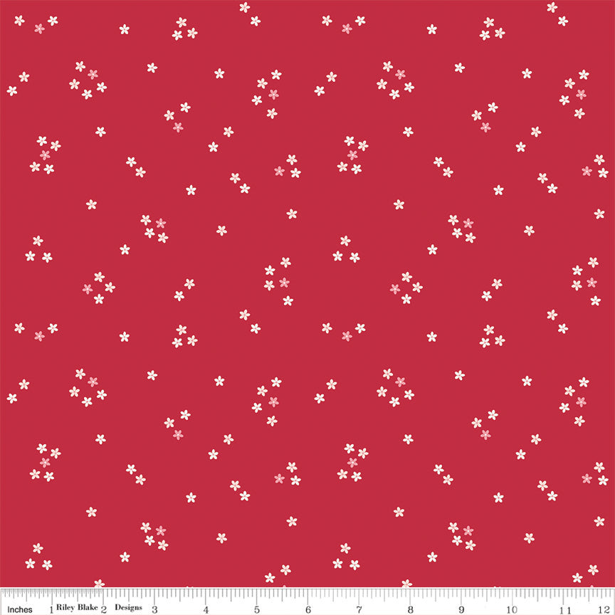 PREORDER Berry Market Flowers Red Fabric - By the yard