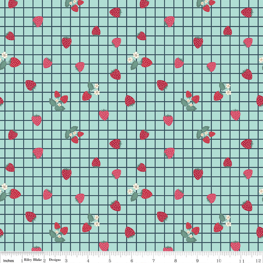 PREORDER Berry Market Gingham Berries Songbird Fabric - By the yard