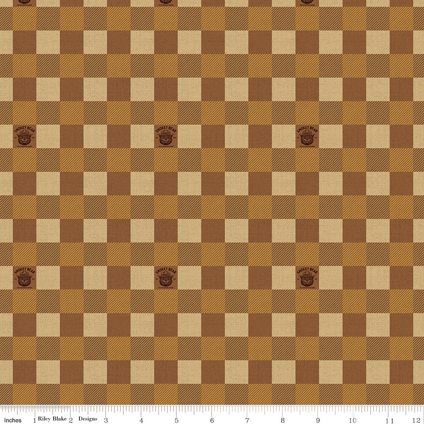 Friends of Smokey Bear Buffalo Check Sienna Fabric - By the yard