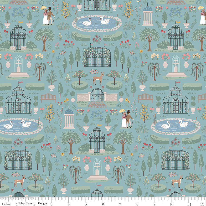 Emma Highbury Blue Fabric - By the yard