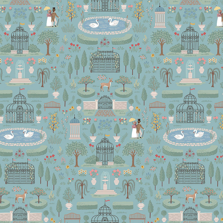 Emma Highbury Blue Fabric - By the yard