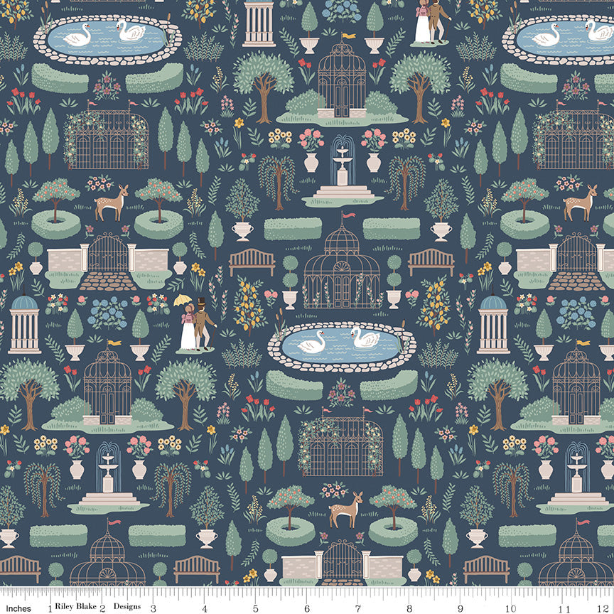 Emma Highbury Navy Fabric - By the yard