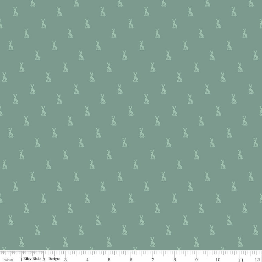 Emma Austen Family Crest Green Fabric - By the yard
