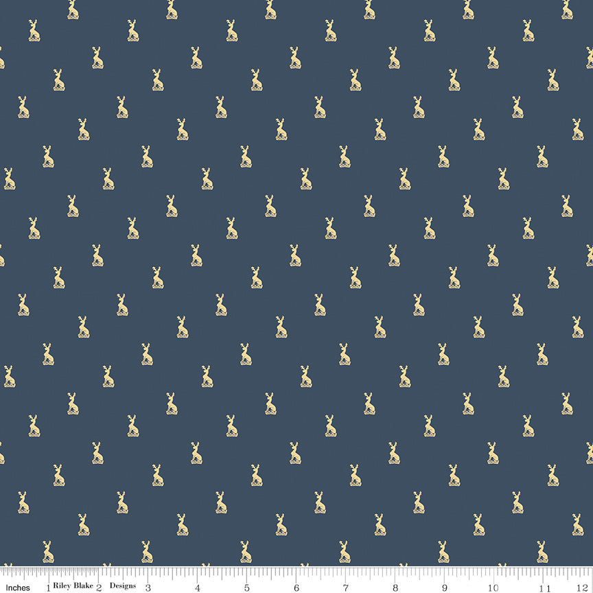Emma Austen Family Crest Navy Fabric - By the yard