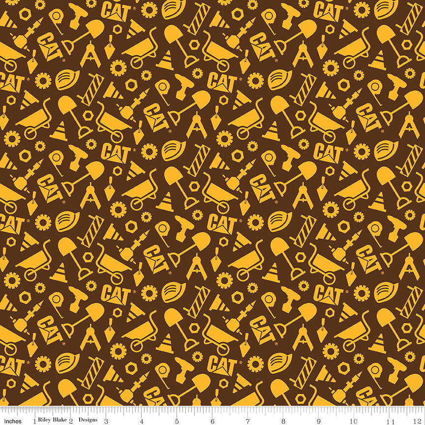 CAT® Buildin' Crew Construction Set Brown Fabric - By the yard