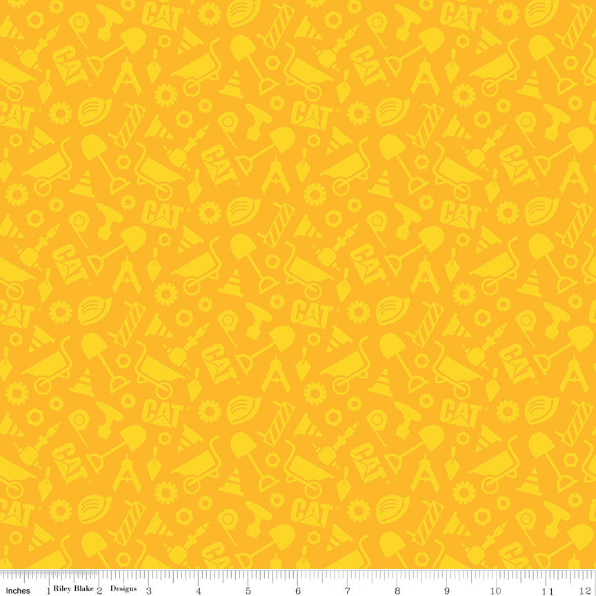 CAT® Buildin' Crew Construction Set Yellow Fabric - By the yard