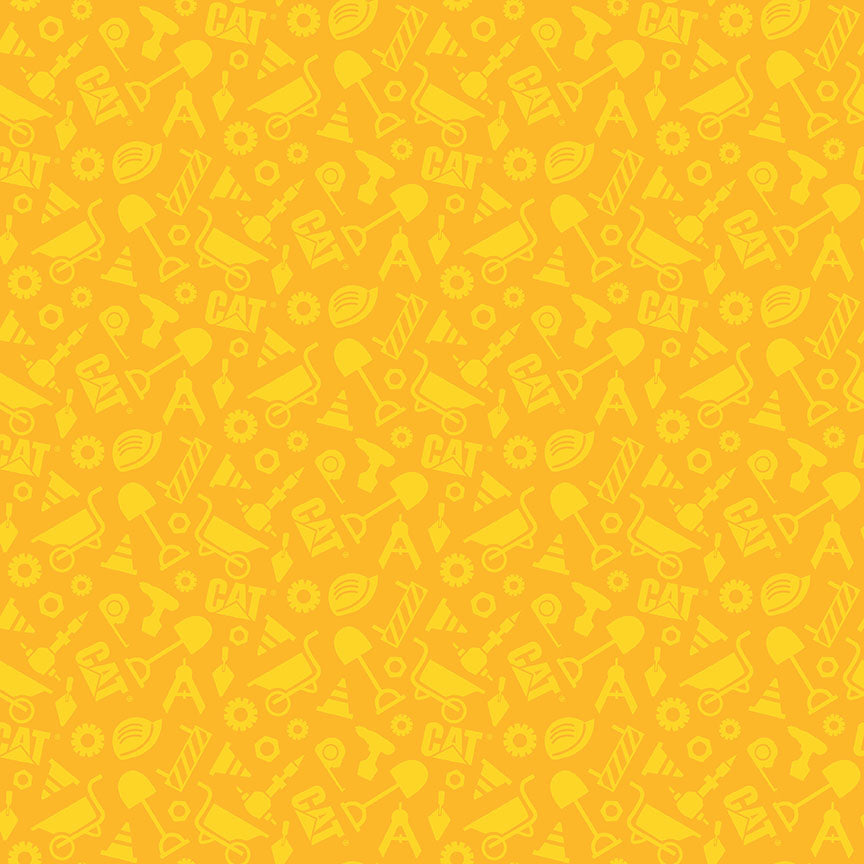 CAT® Buildin' Crew Construction Set Yellow Fabric - By the yard