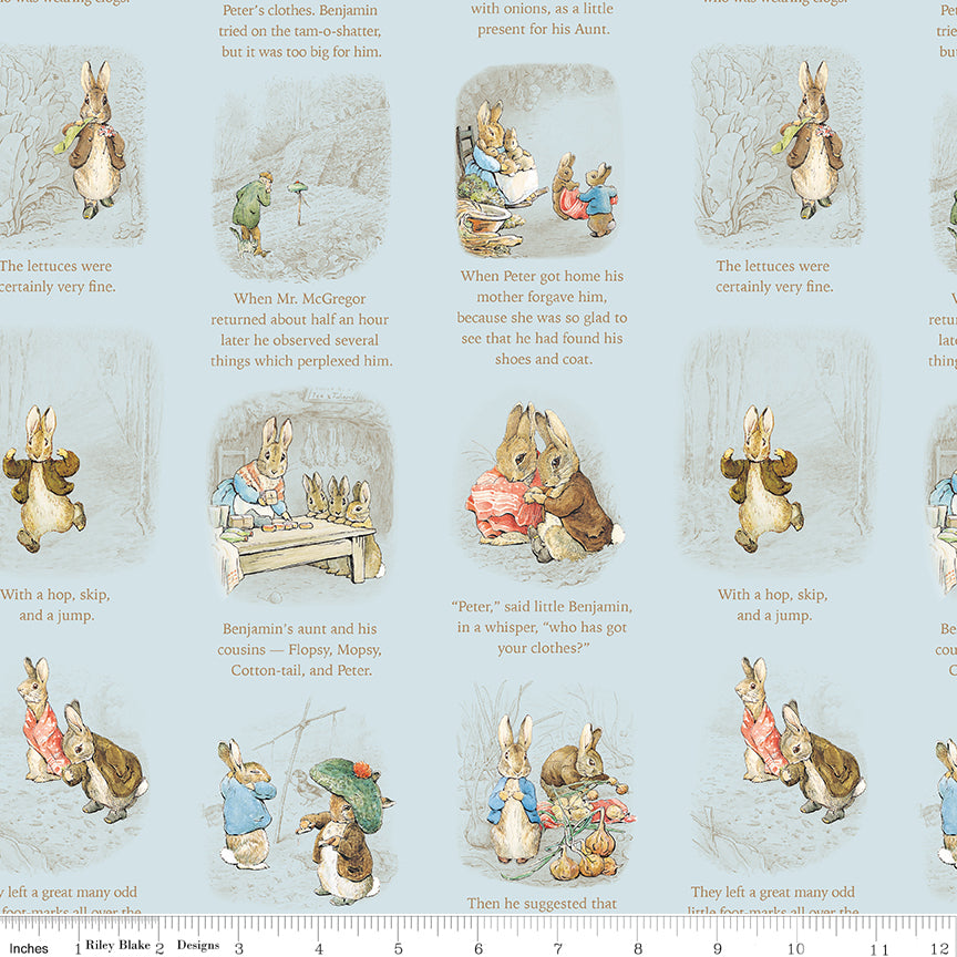 Peter Rabbit™ and Benjamin Bunny™ Story Time Blue Fabric