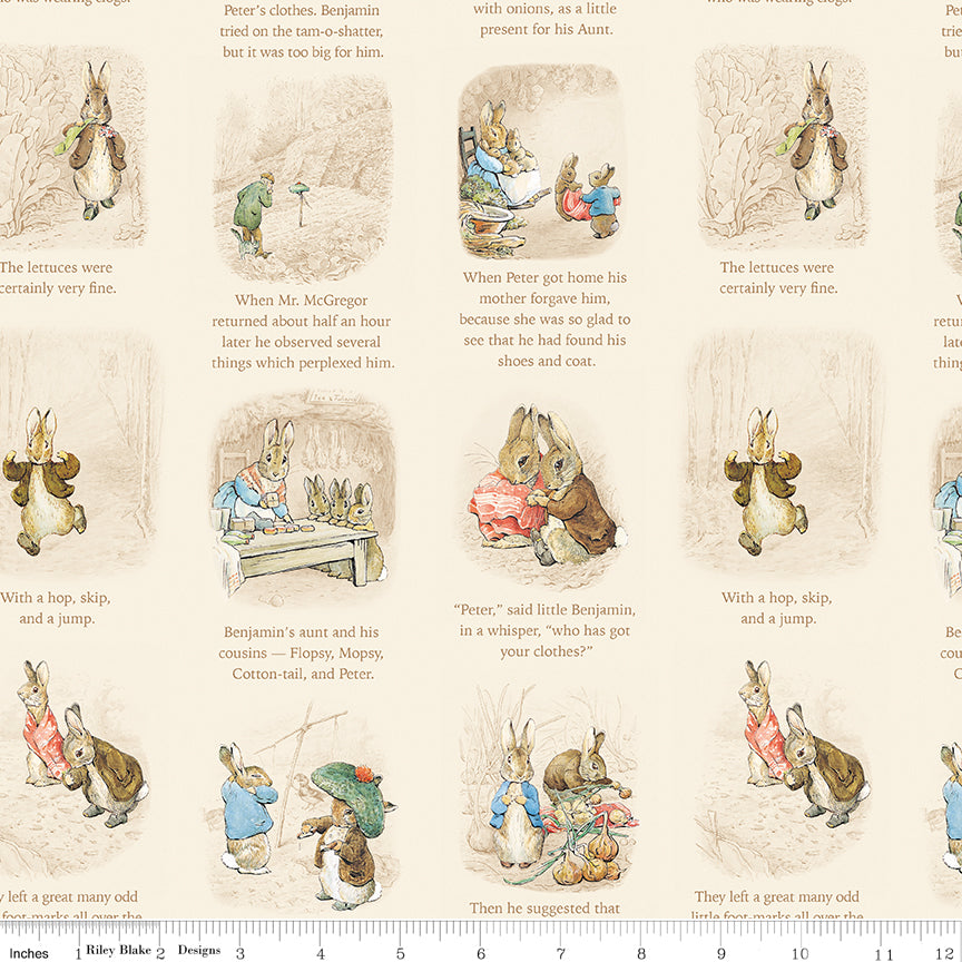 Peter Rabbit™ and Benjamin Bunny™ Story Time Cream Fabric