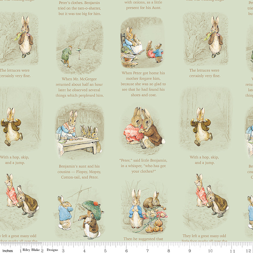 Peter Rabbit™ and Benjamin Bunny™ Story Time Green Fabric