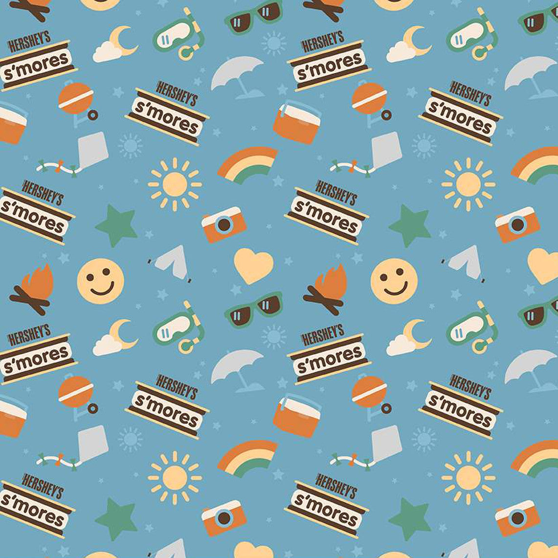 Fat Quarter Camp Smore Main Blue