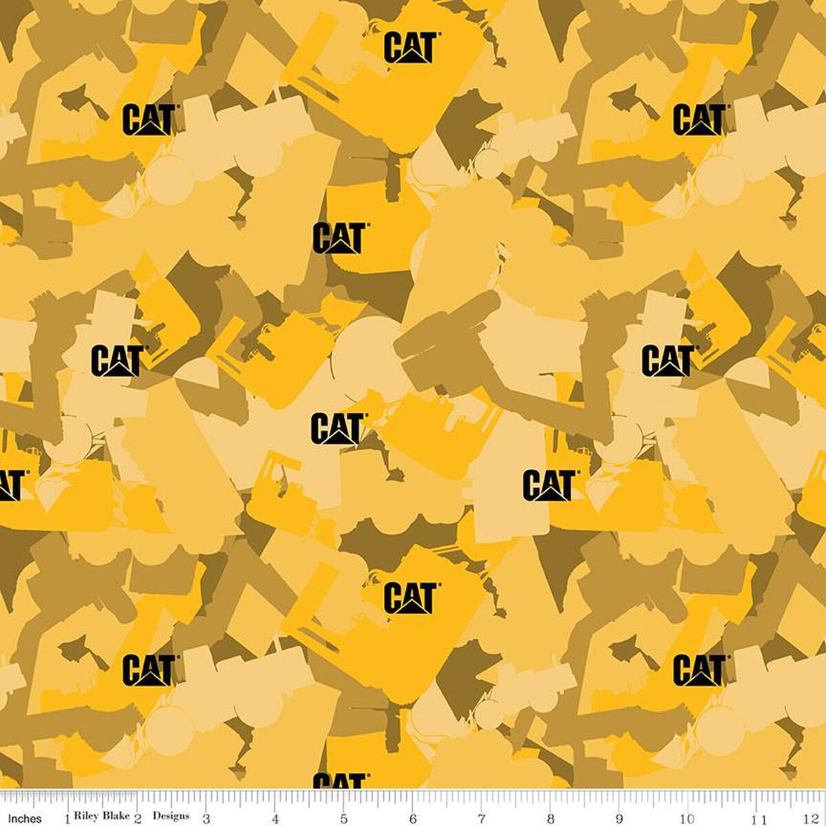Caterpillar 100 Years Camo Yellow Fabric