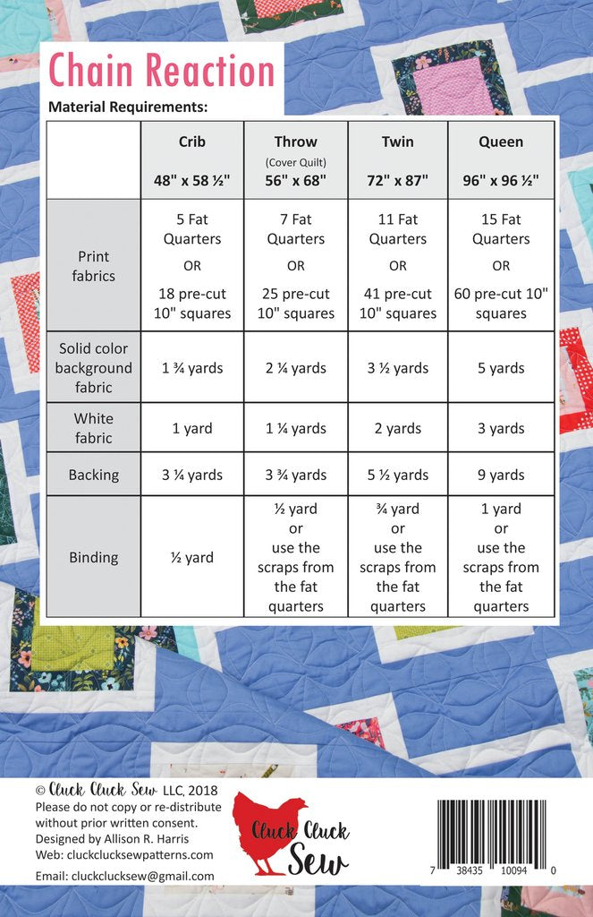 Cluck Cluck Sew Chain Reaction Quilt Pattern