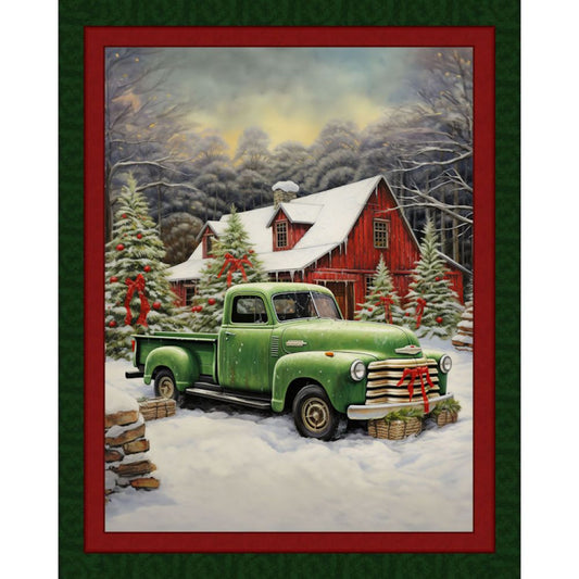 Christmas At The Barn Fabric Panel