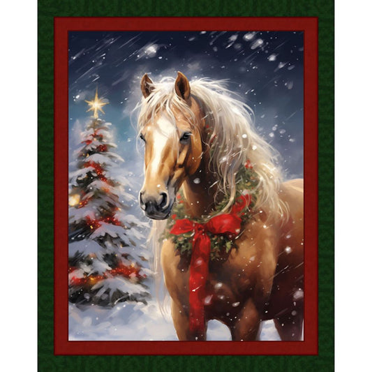 Christmas Horse Fabric Panel