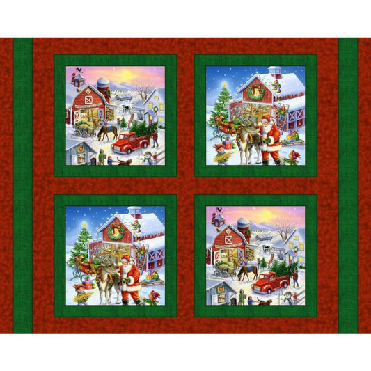 Christmas Town Pillow Fabric Panel