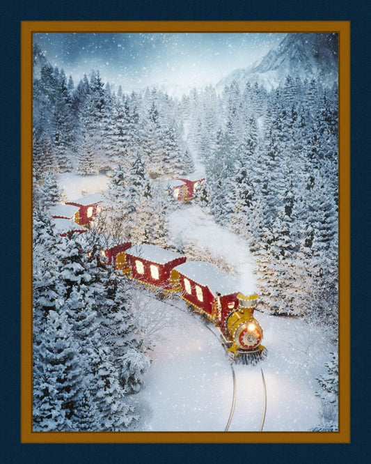 Christmas Train Fabric Panel