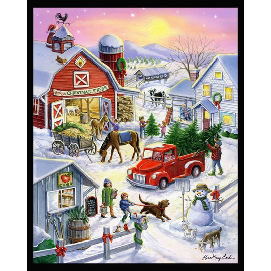 Christmas Tree Farm Fabric Panel