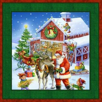 Christmas Town Pillow Fabric Panel
