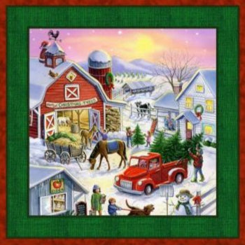 Christmas Town Pillow Fabric Panel