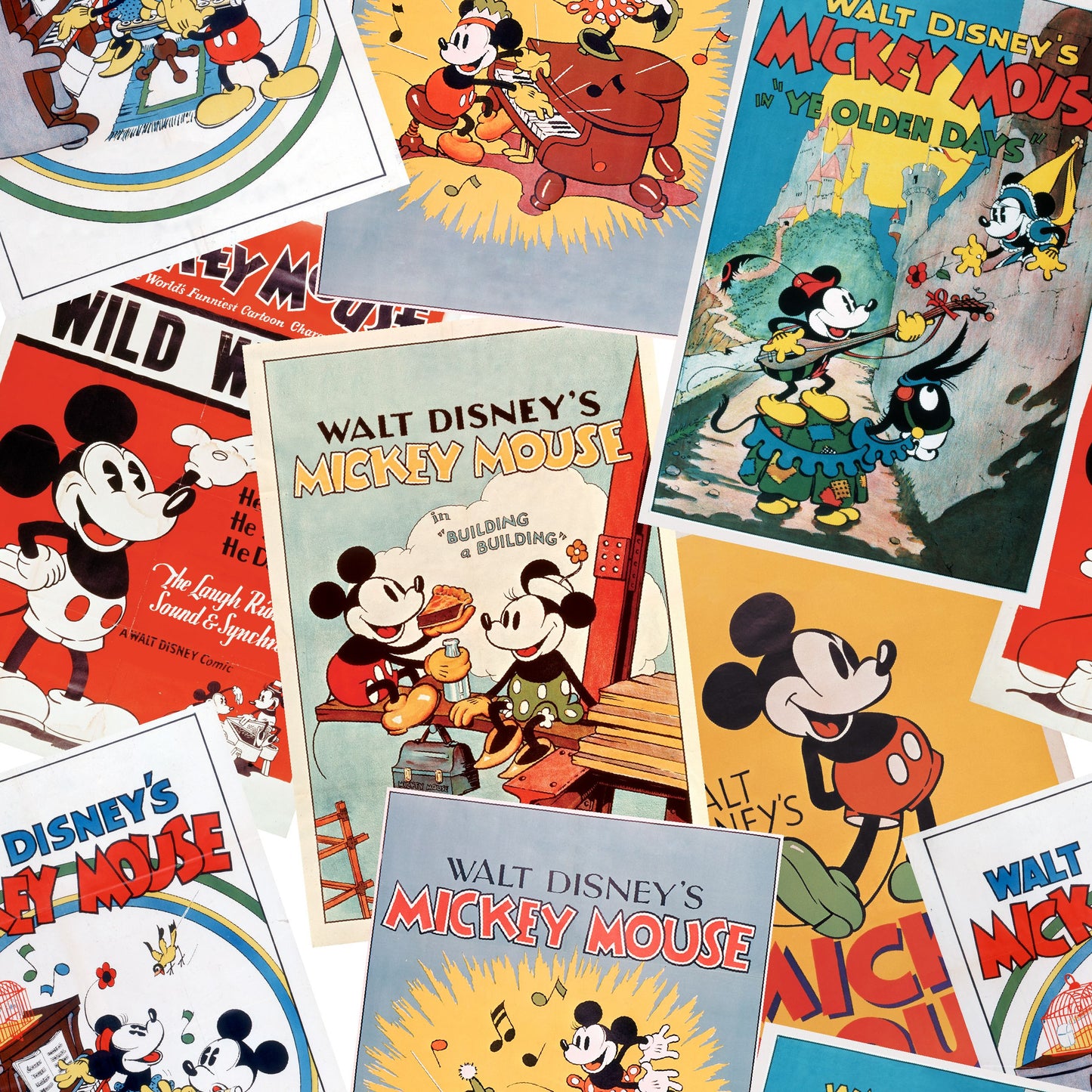 Disney Classic Mickey Posters Fabric - By the yard