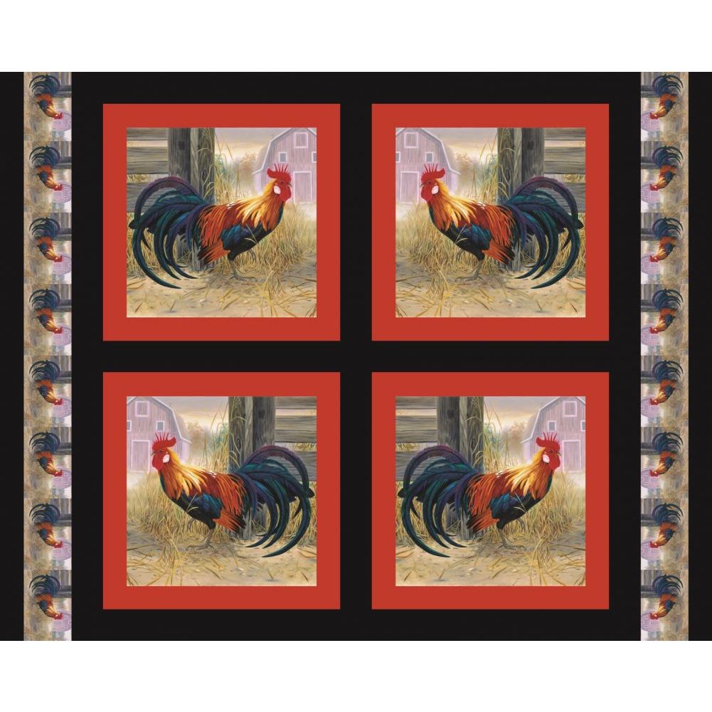 Cock-a-Doodle Fabric Panel