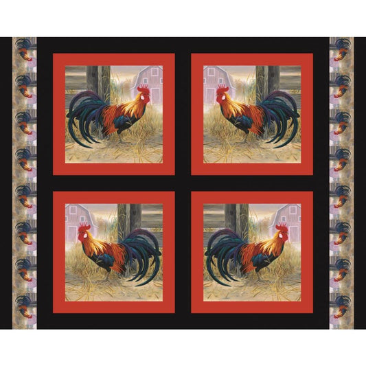 Cock-a-Doodle Fabric Panel