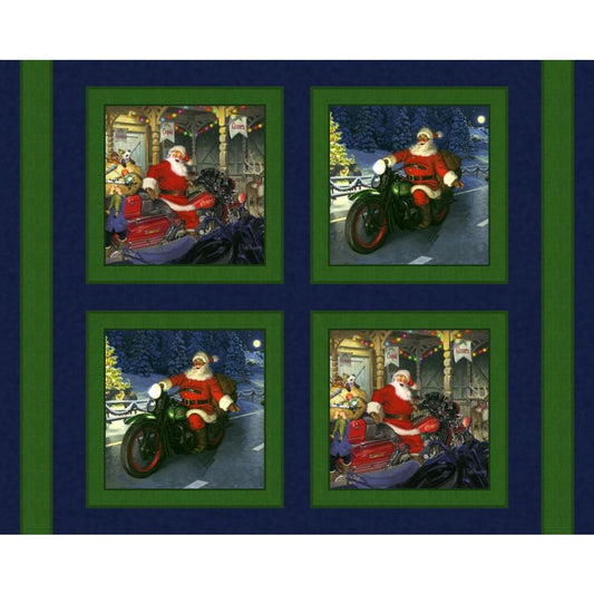 Cruising With Santa Pillow Fabric Panel