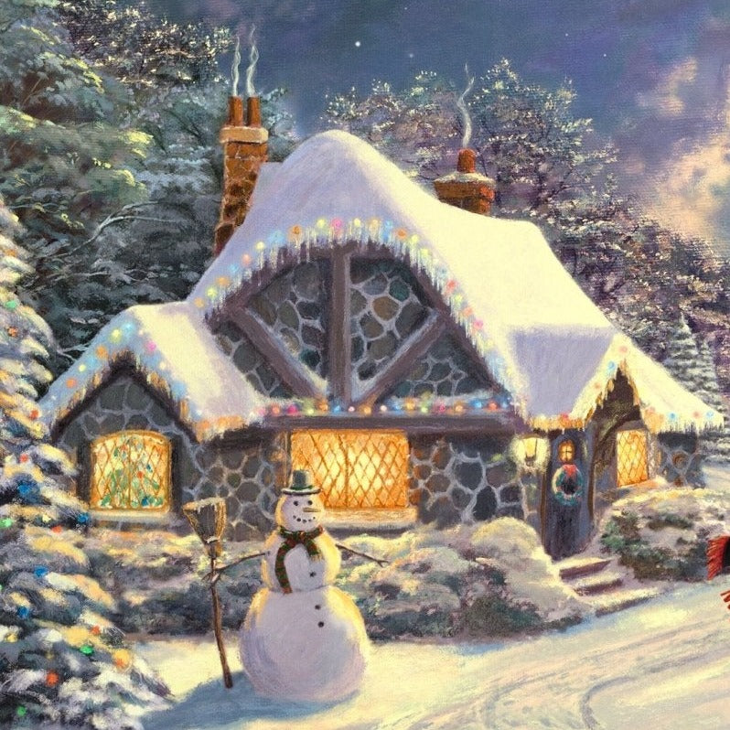 Disney Dreams Mickey & Minnie Evening Sleigh Ride Fabric Panel