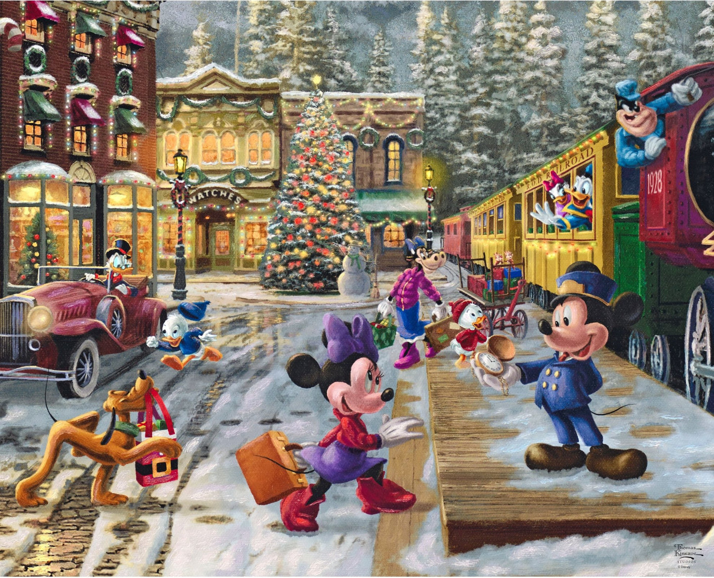Disney Dreams Mickey & Minnie Candy Cane Express III Fabric Panel