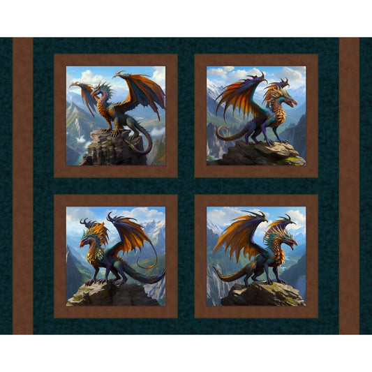 Dragon Kings Pillow Fabric Panel