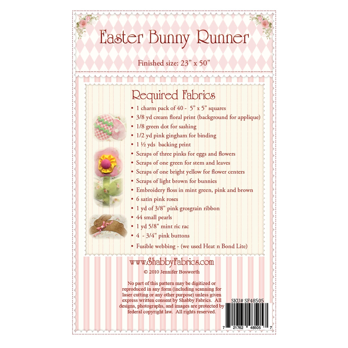 Shabby Fabrics Easter Bunny Table Runner Pattern