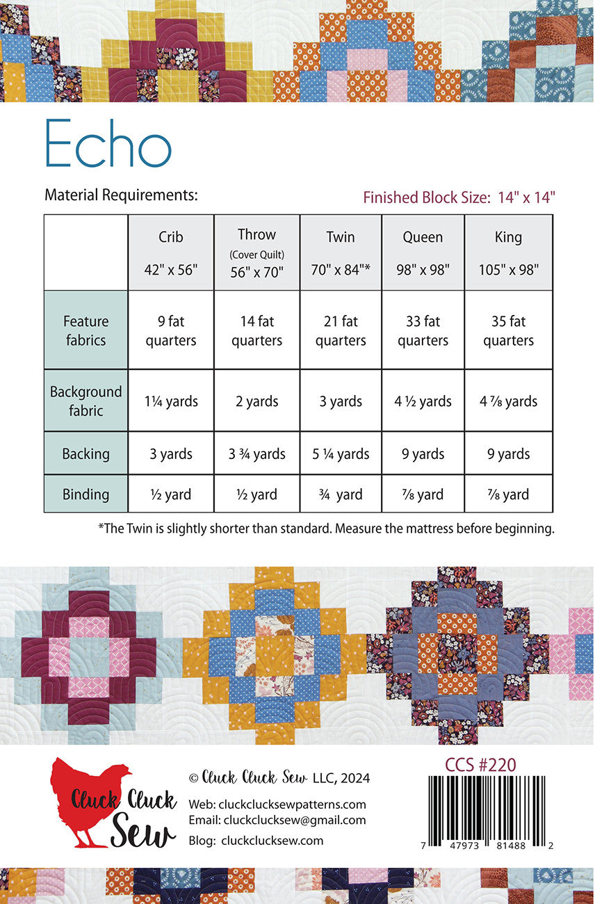 Cluck Cluck Sew Echo Quilt Pattern