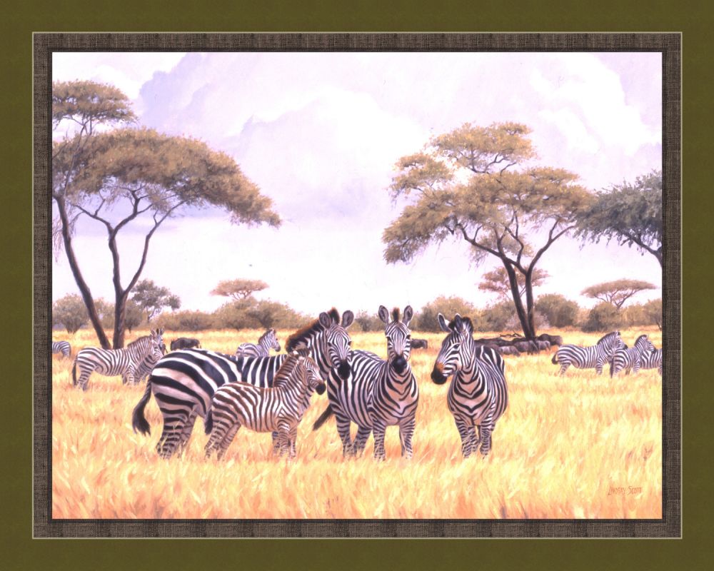 Zebra Family Fabric Panel