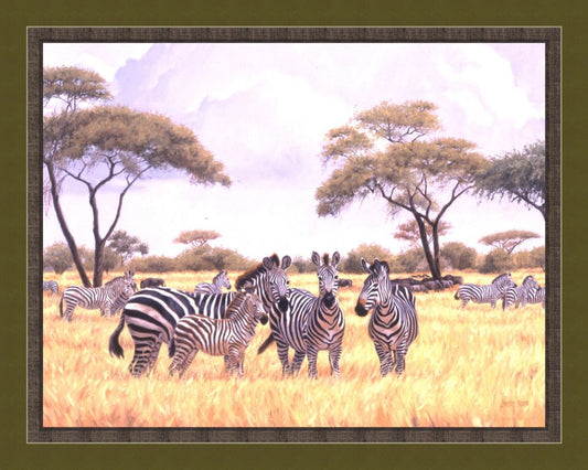Zebra Family Fabric Panel