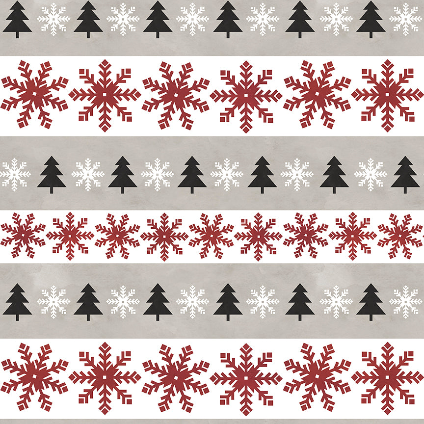 Flannel Hello Winter Stripes Taupe Fabric - By the yard