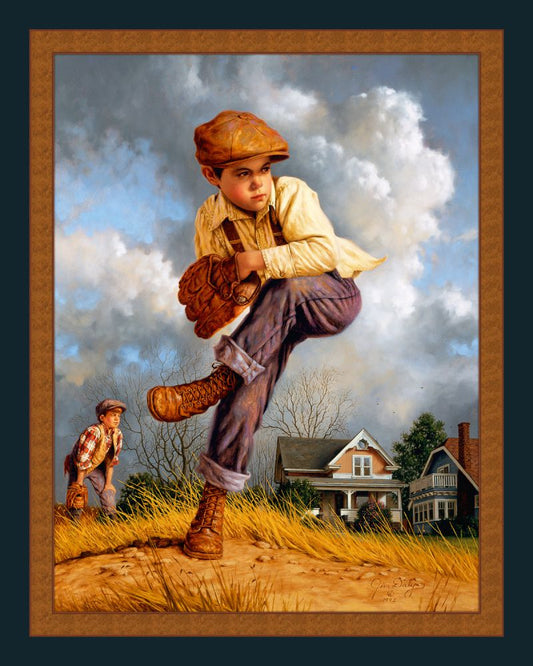 Windup Baseball Fabric Panel