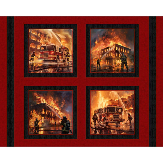 Firefighter Inferno Pillow Fabric Panel