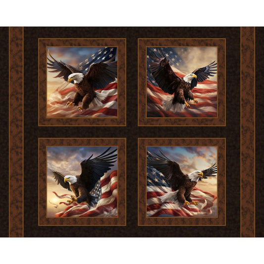 Flying Proud Eagle Pillow Fabric Panel