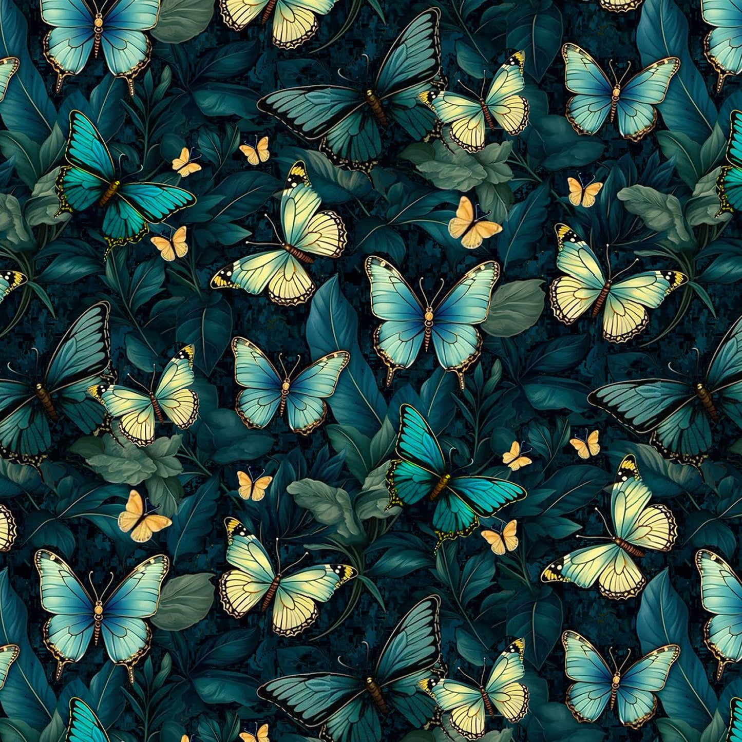 Forest Whisper Midnight Butterflies Fabric - By the yard