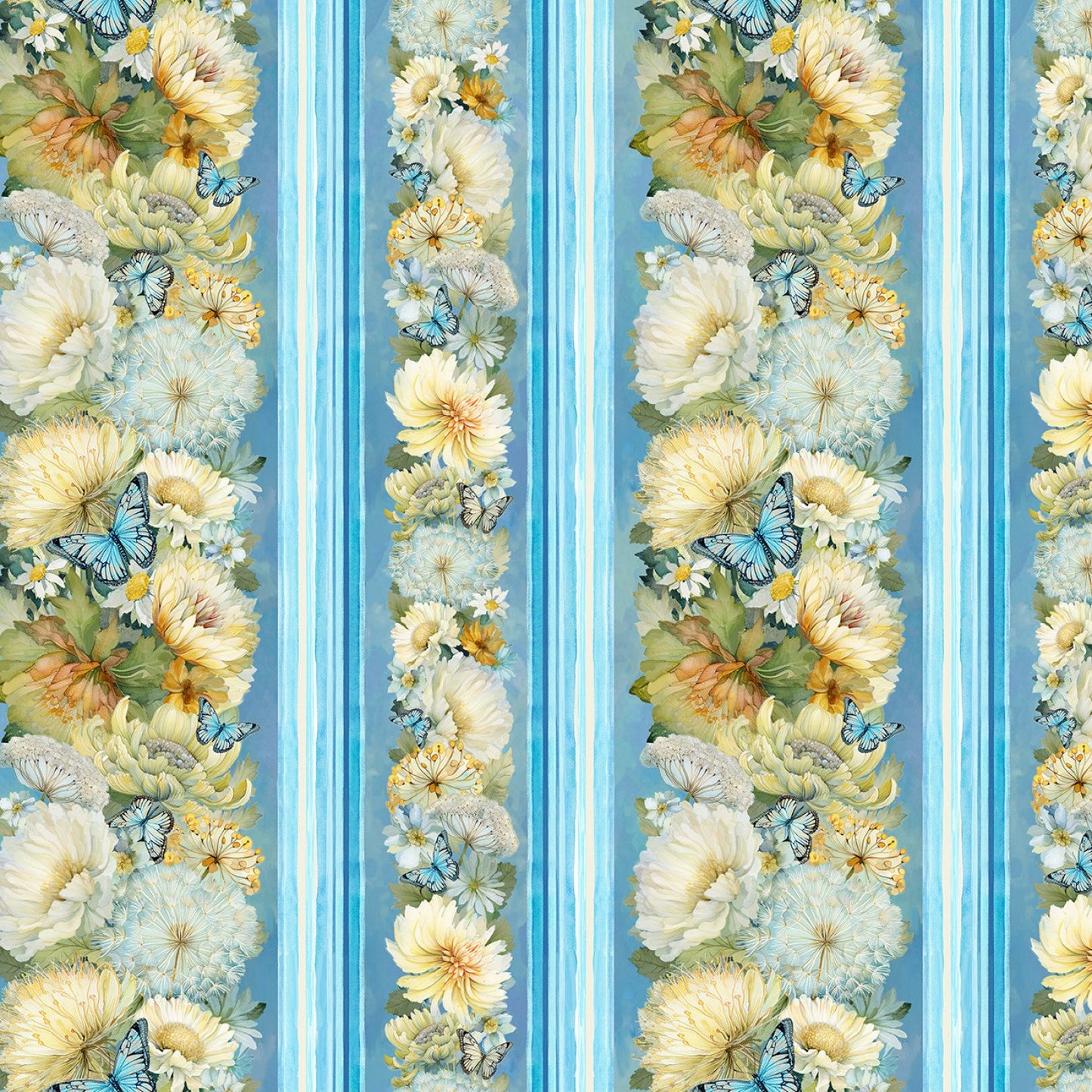 Forest Whisper Floral 11" Stripes Fabric - By the yard