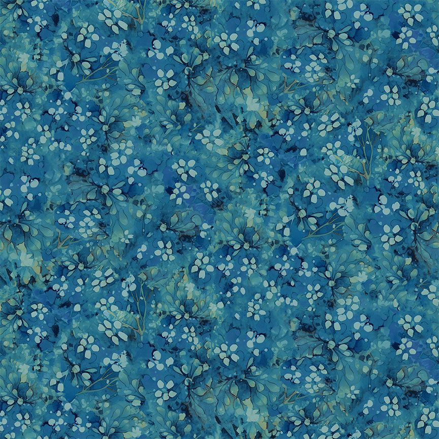 Forest Whisper Tonal Floral Cobalt Fabric - By the yard