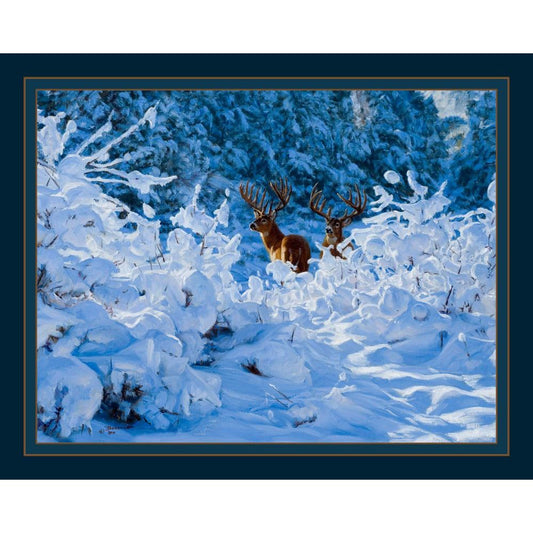 Fresh Snow Deer Fabric Panel